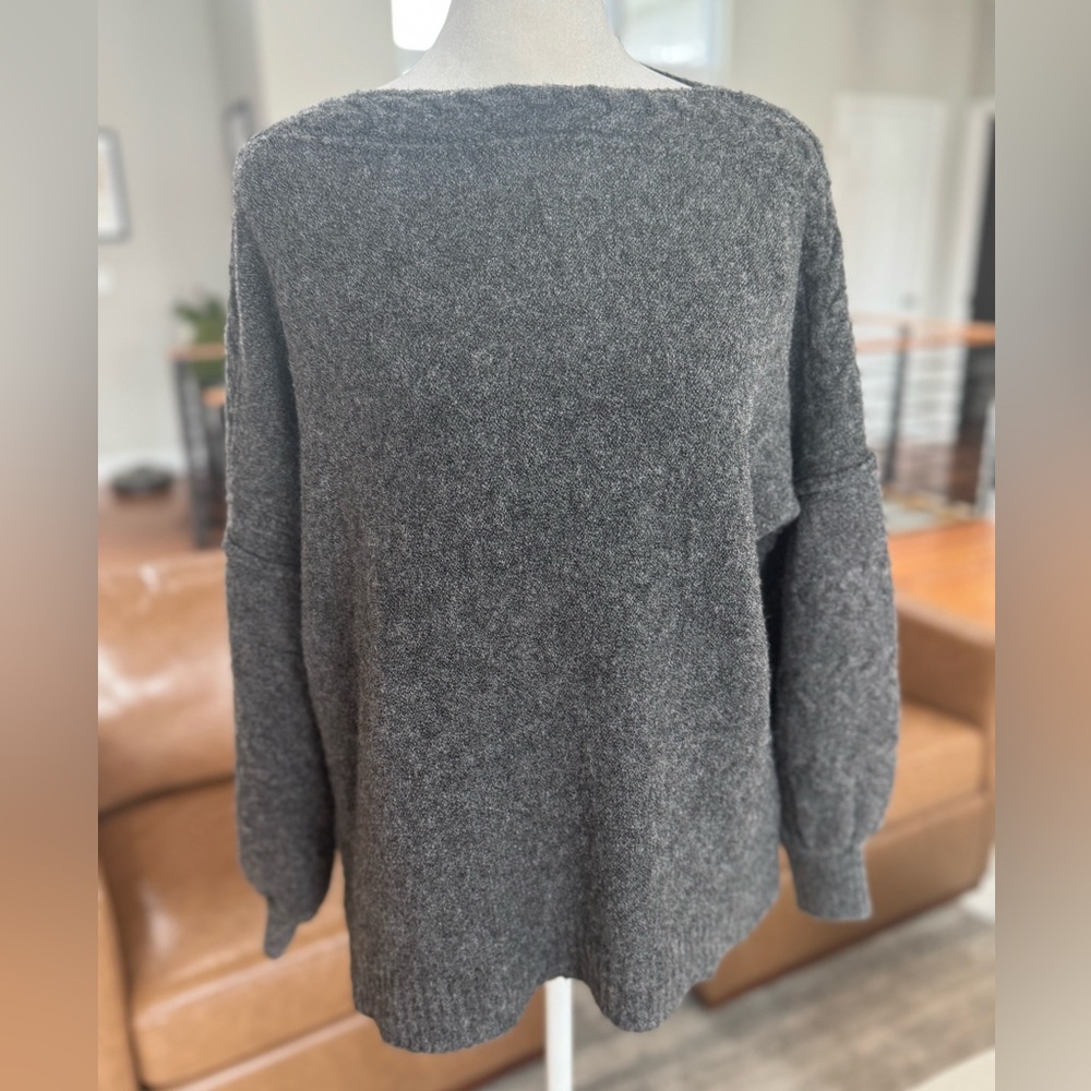 Max Studio Gray braided neckline Sweater